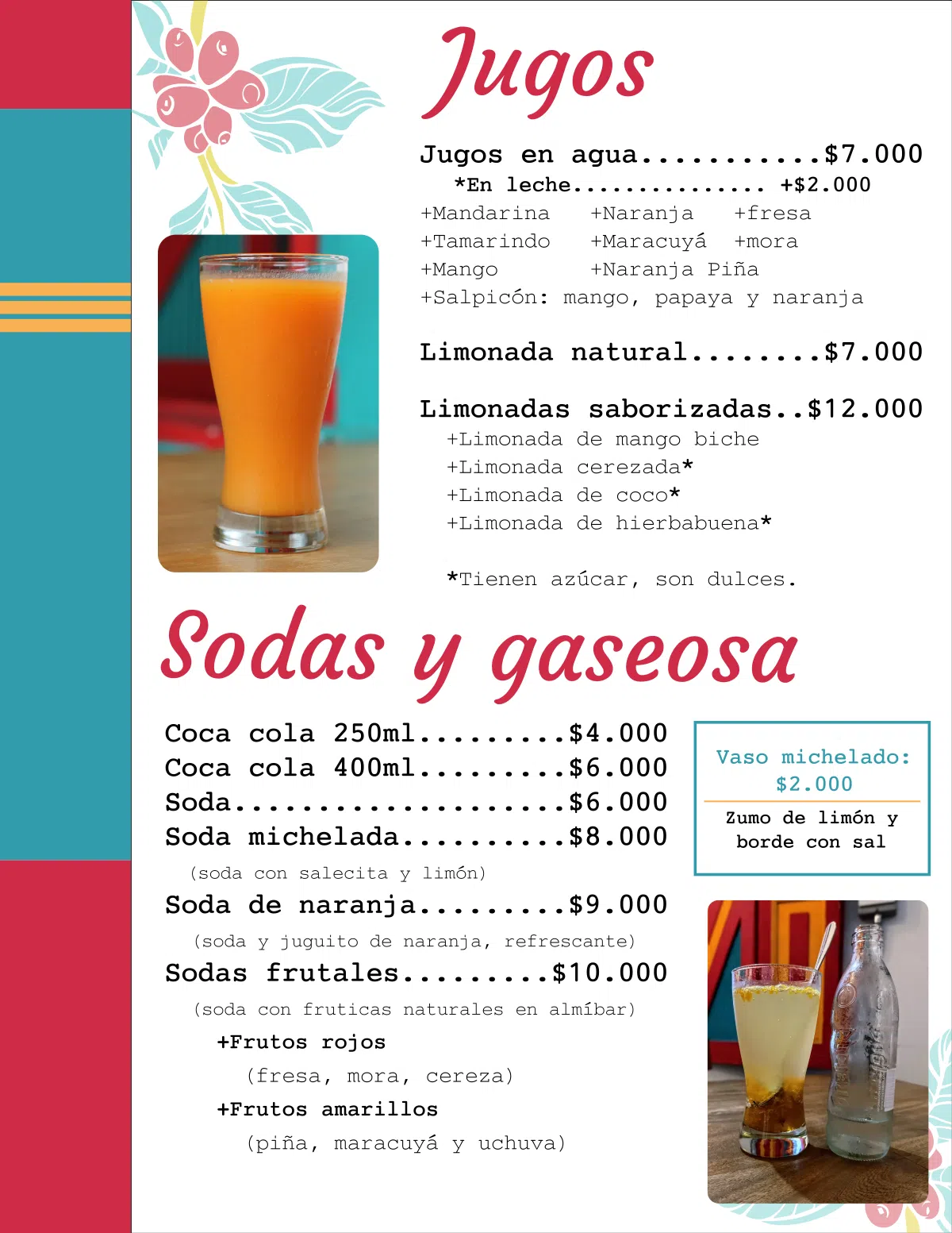 Jugos y limonadas
