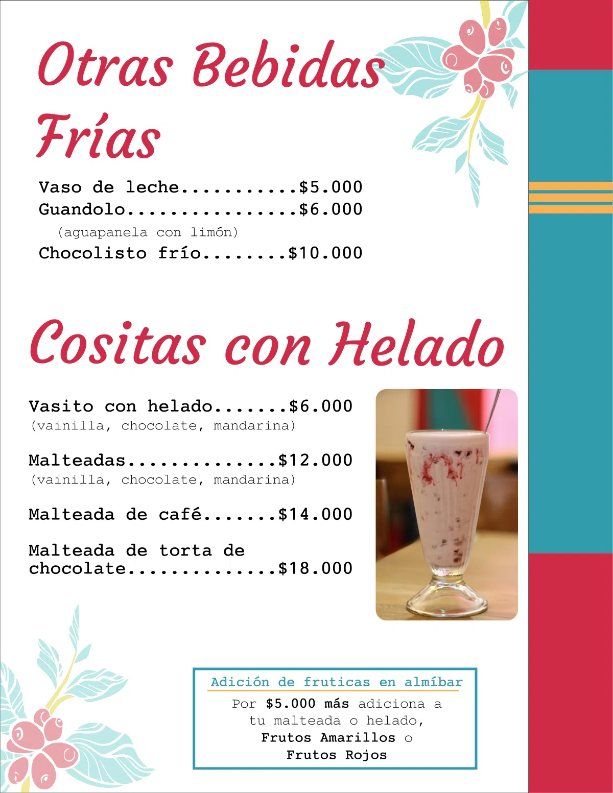 sodas y otras bebidas frías