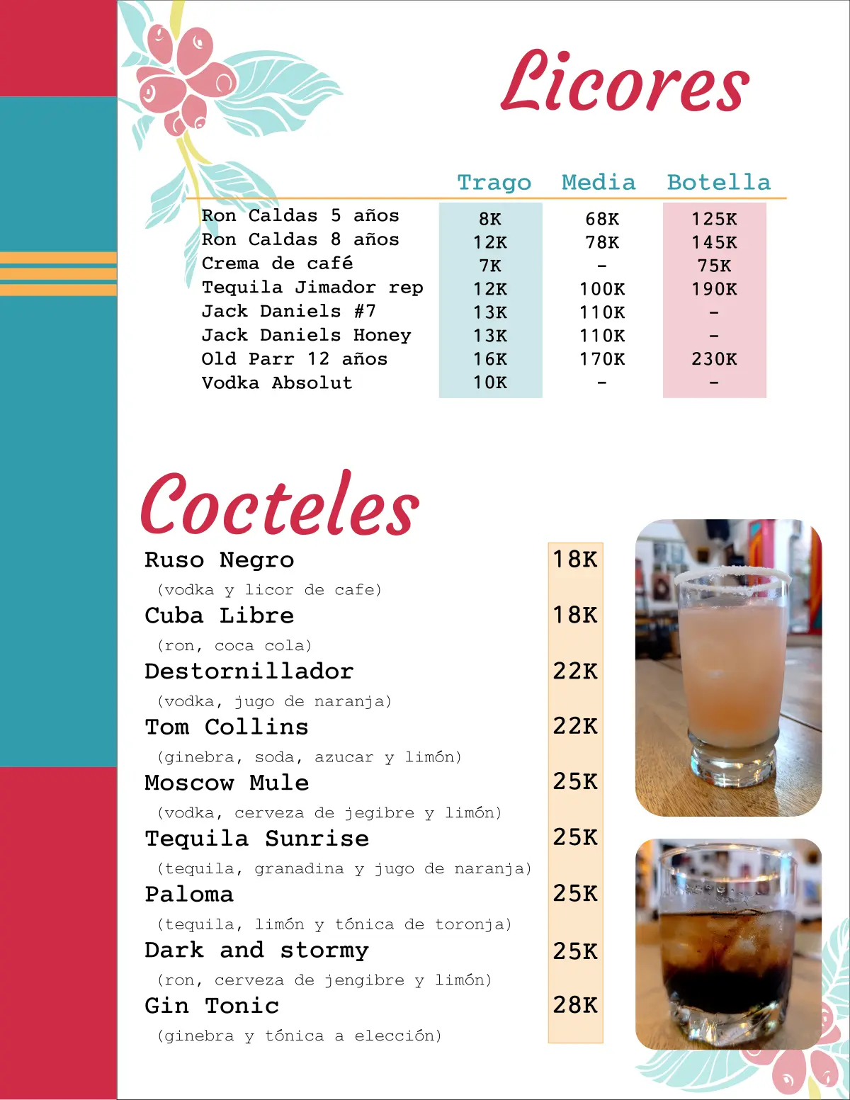 licores y cocteles