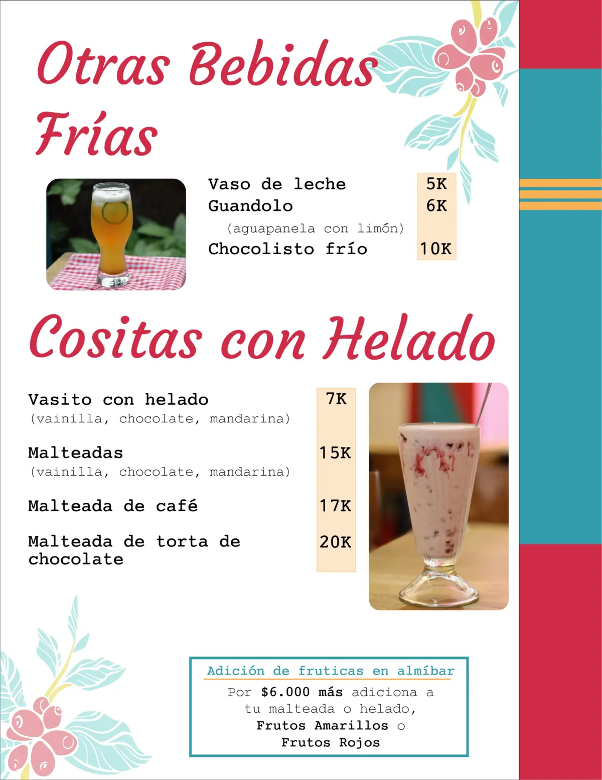 sodas y otras bebidas frías